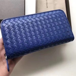 Bottega Veneta Zip Around Wallet Navy Blue